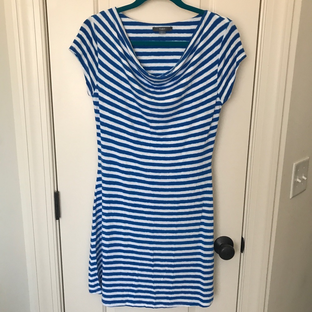 TART Blue and White Striped Jersey Dress